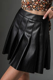 Vegan Leather Pleated Mini Skirt