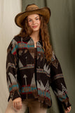 Brown Aztec Casual Jacket