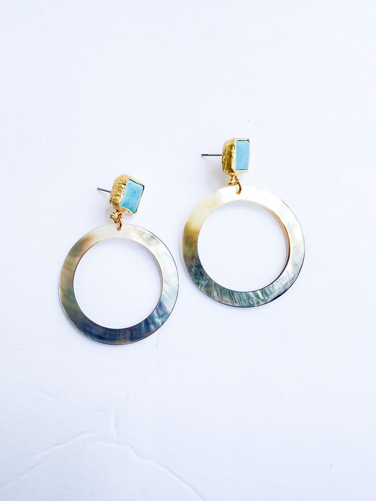 Turquoise Post Shell Earrings